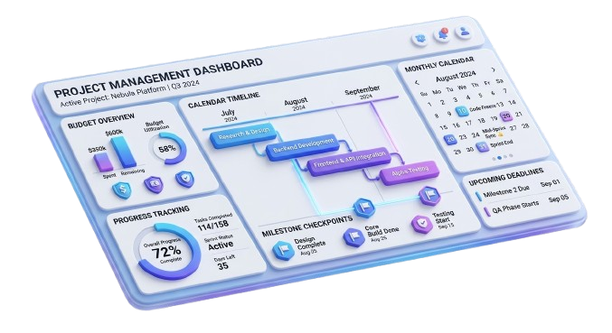 3D illustration of a customer service support headset with transparent data metrics
