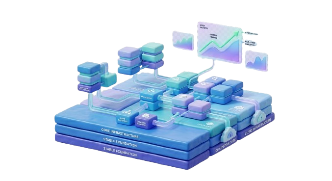 3D illustration representing end-to-end product lifecycle management cycles